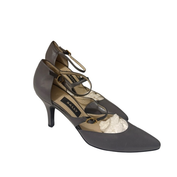 Bally Women's Gray Leather Heels Italian leather shoes very elegantgant and chic - Picture 8 of 12